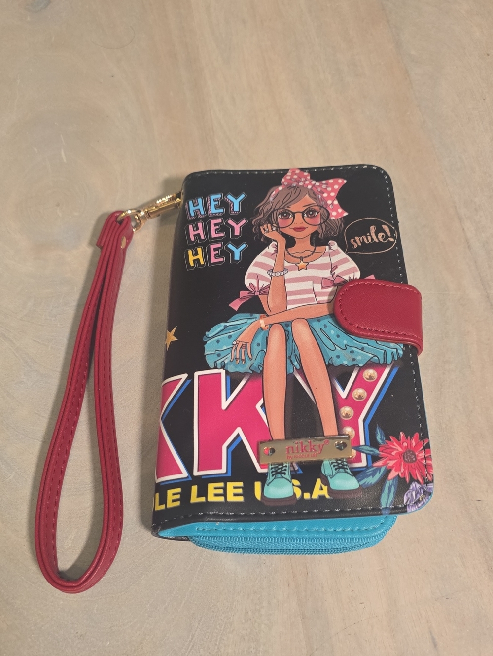 Nikky by Nicole Lee "Hey Hey Hey Smile" Phone Wallet Wristlet